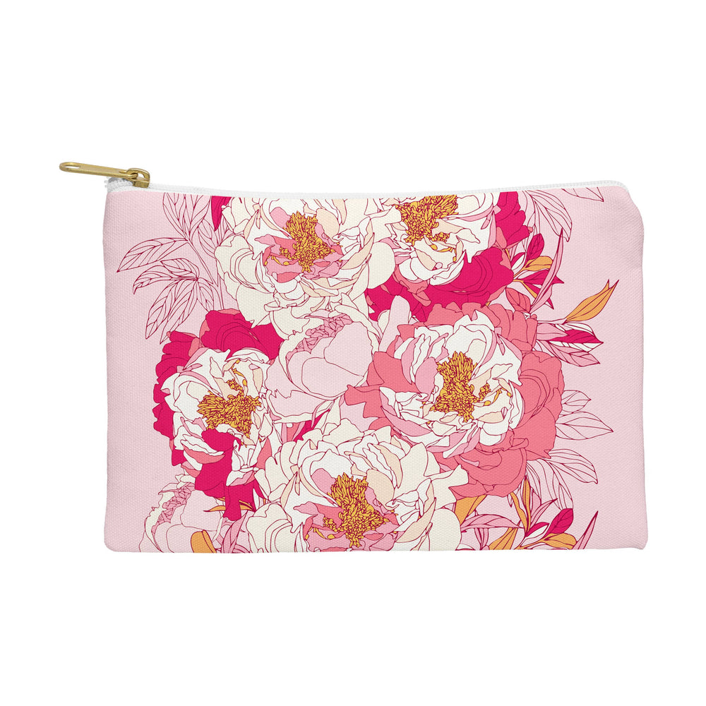 Pink Pouch with Peonies