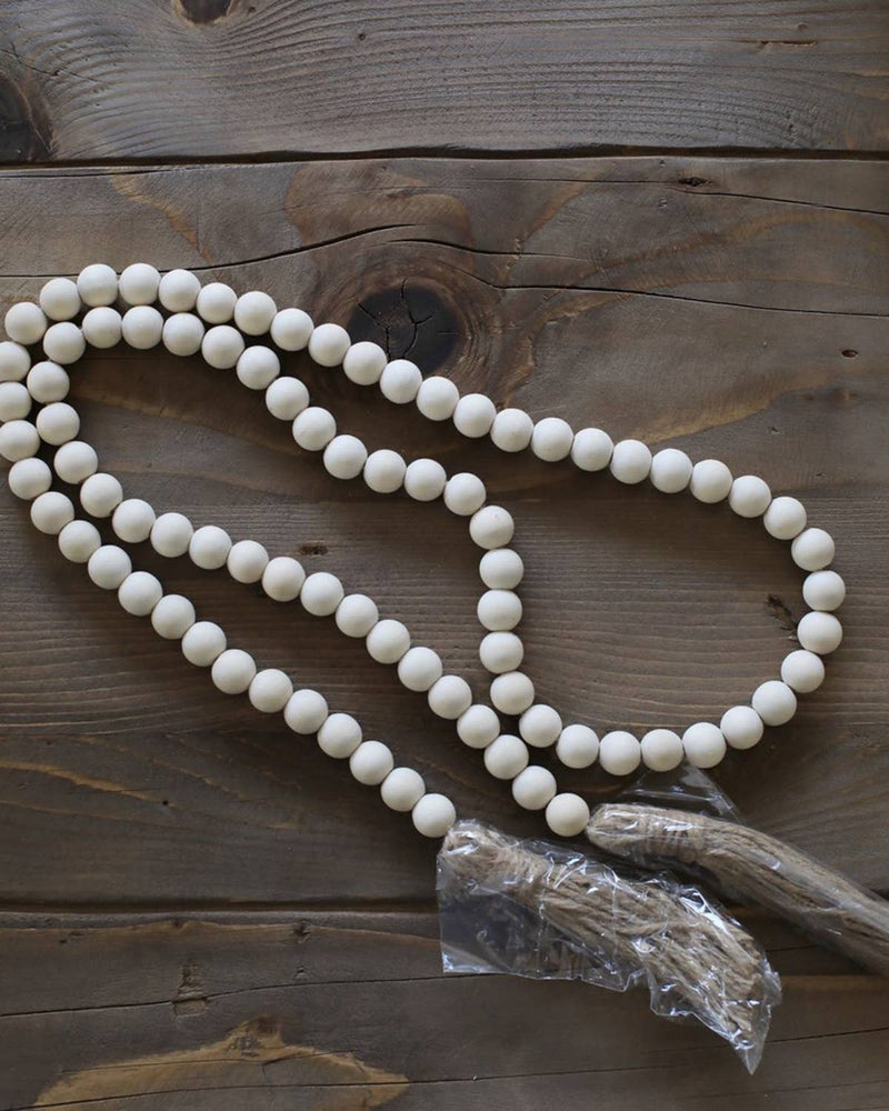 Ivory Wood Bead Garland with Tassels