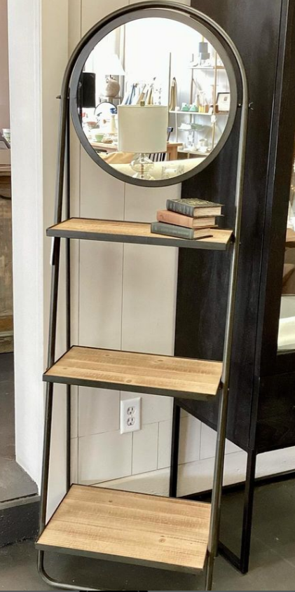 Leaning Wall Mirror with Shelves