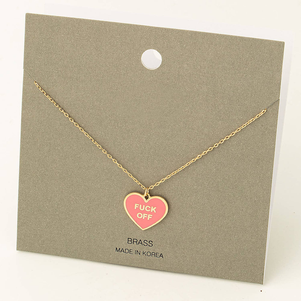 
                
                    Load image into Gallery viewer, F**k Off Heart Pendant Necklace
                
            