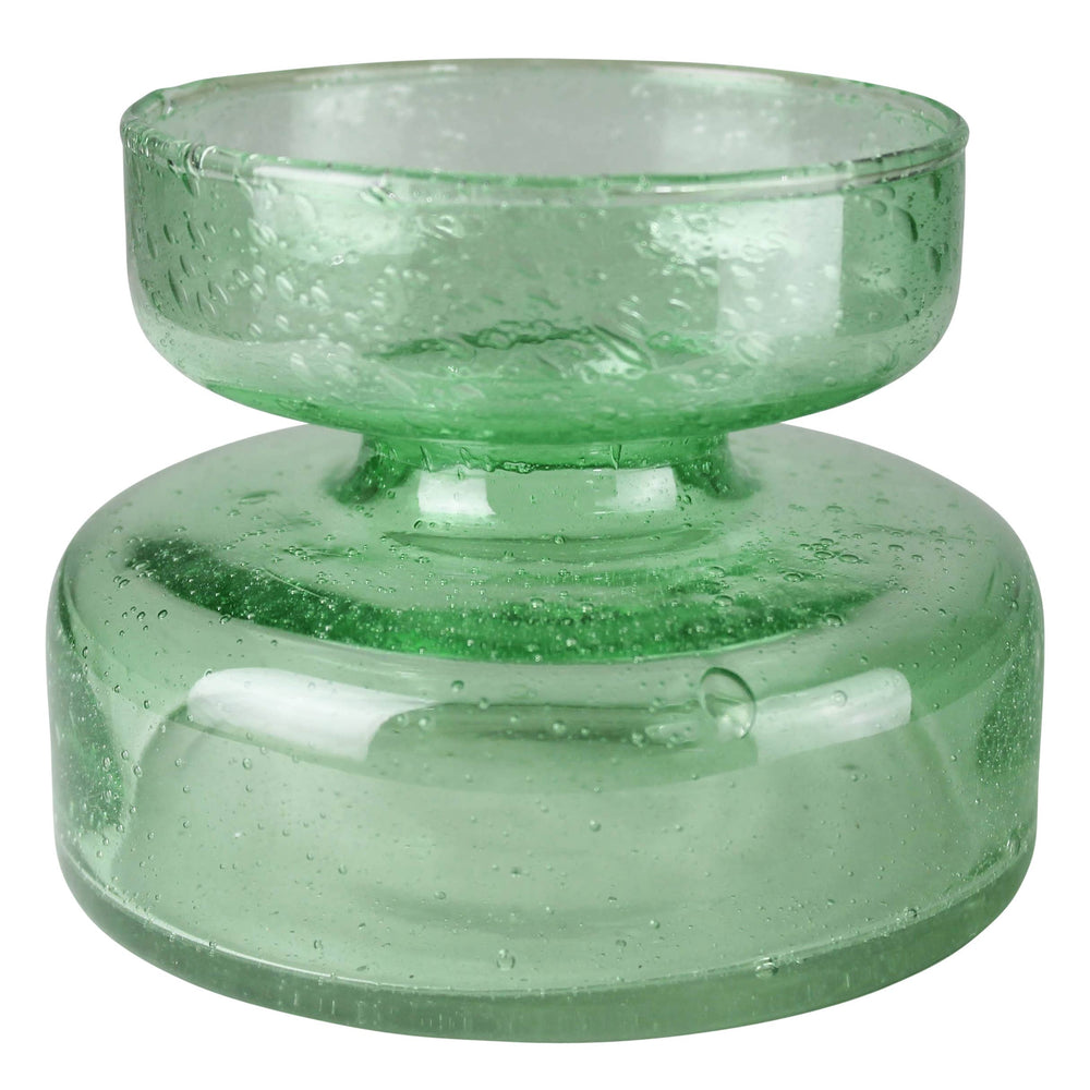 Seeded Green Glass Bulb Vase