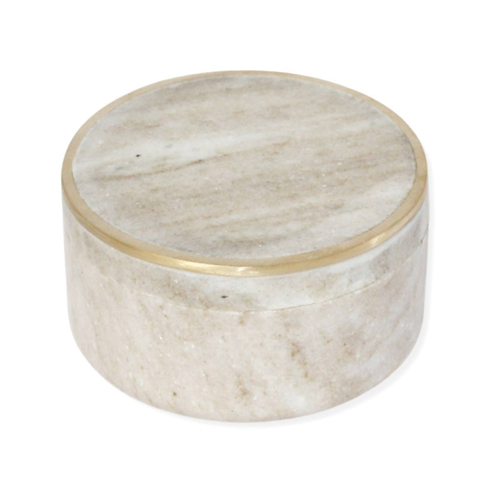 Beige Marble Canister w/ Brass Edge Lid