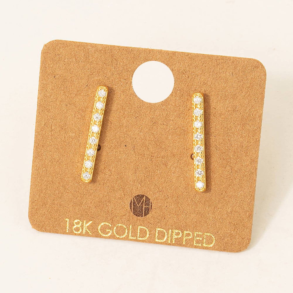 
                
                    Load image into Gallery viewer, Gold Dipped Studded Bar Drop Earrings
                
            