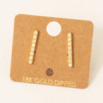 Gold Dipped Studded Bar Drop Earrings